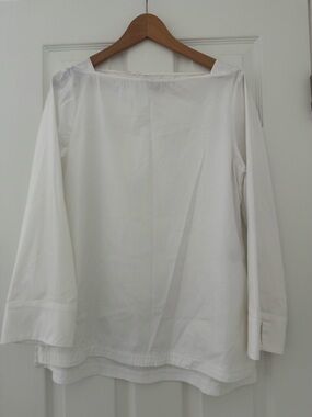 Chico's White Boatneck Long Sleeve Top